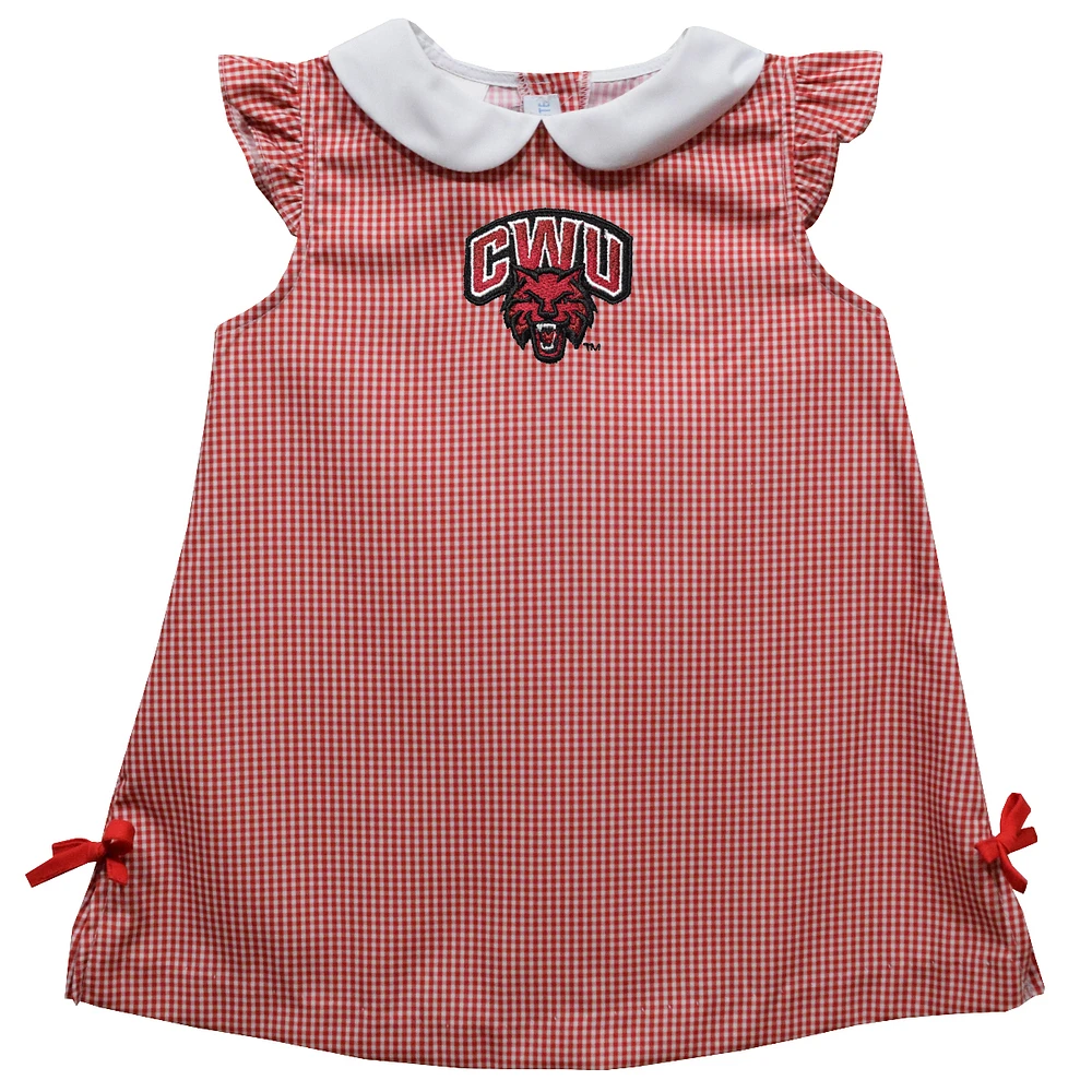 Infant Girls Vive La Fete Crimson Central Washington Wildcats Mini Check Pattern A-Line Dress
