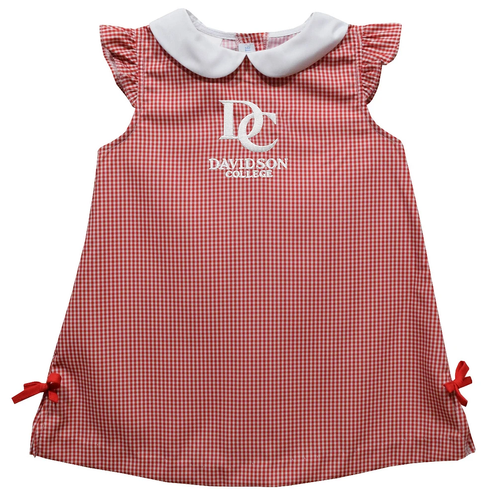 Infant Girls Vive La Fete Red Davidson Wildcats Mini Check Pattern A-Line Dress