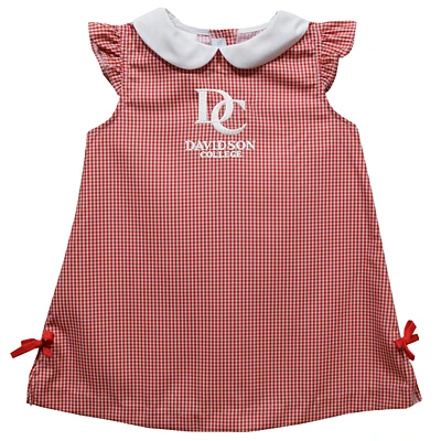 Infant Girls Vive La Fete Red Davidson Wildcats Mini Check Pattern A-Line Dress