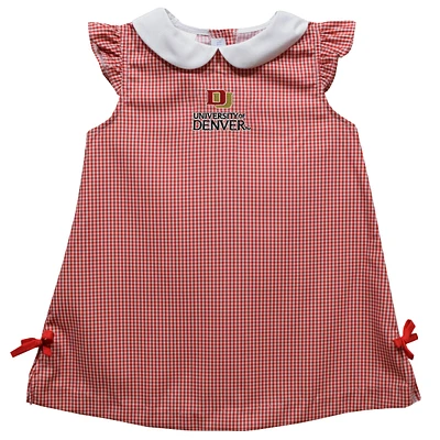 Infant Girls Vive La Fete Scarlet Denver Pioneers Mini Check Pattern A-Line Dress