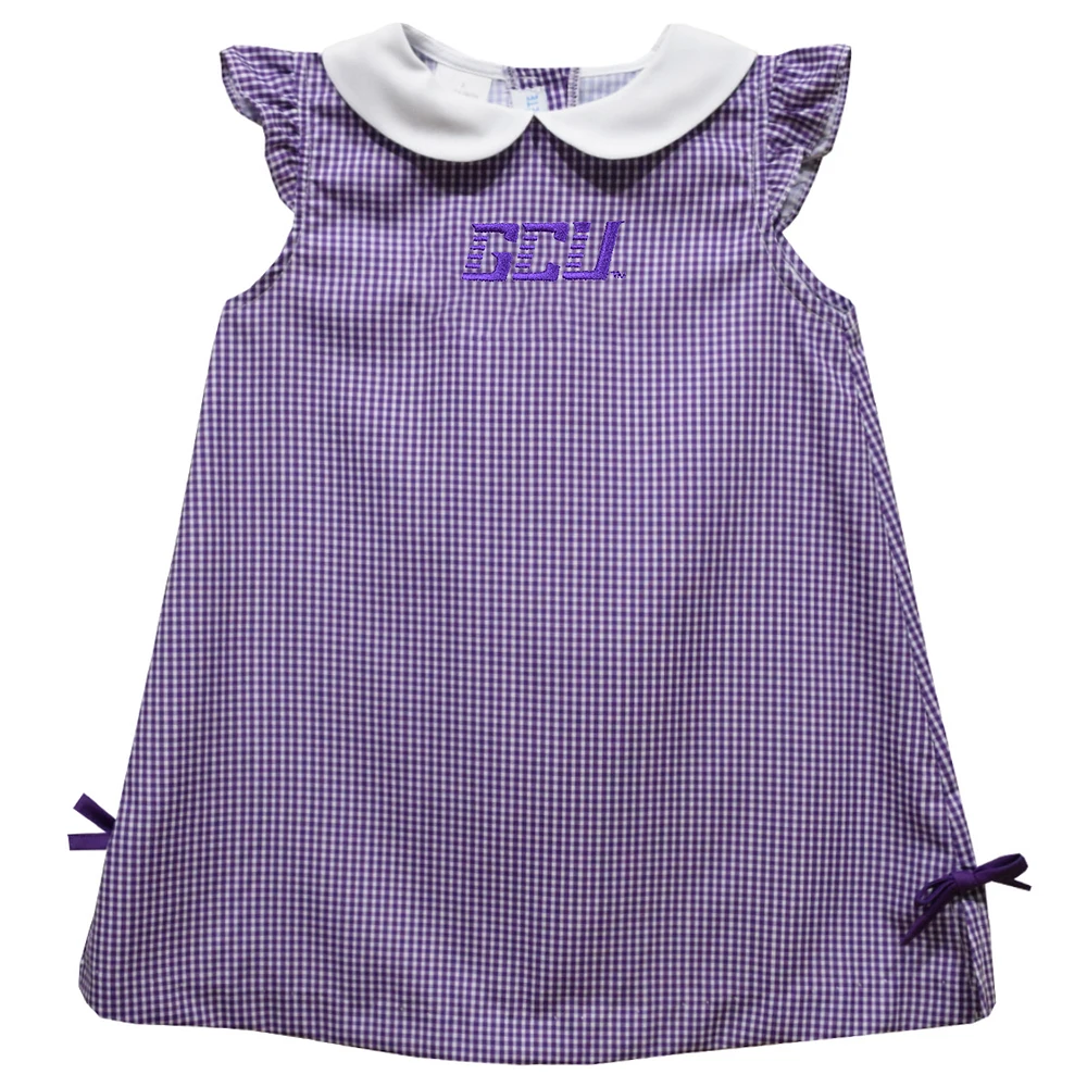 Infant Girls Vive La Fete Purple Grand Canyon Antelopes Mini Check Pattern A-Line Dress
