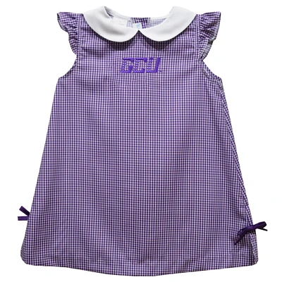 Infant Girls Vive La Fete Purple Grand Canyon Antelopes Mini Check Pattern A-Line Dress