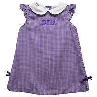 Infant Girls Vive La Fete Purple Grand Canyon Antelopes Mini Check Pattern A-Line Dress