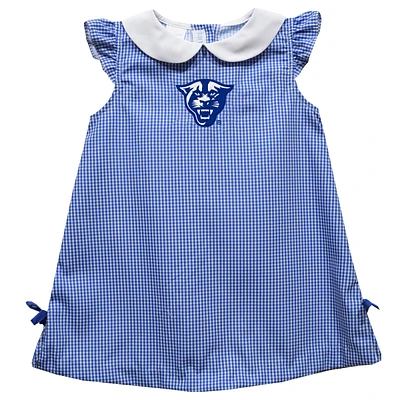 Infant Girls Vive La Fete Blue Georgia State Panthers Mini Check Pattern A-Line Dress