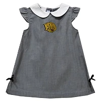 Infant Girls Vive La Fete Black Arkansas Pine Bluff Golden Lions Mini Check Pattern A-Line Dress