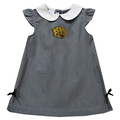 Infant Girls Vive La Fete Black Arkansas Pine Bluff Golden Lions Mini Check Pattern A-Line Dress