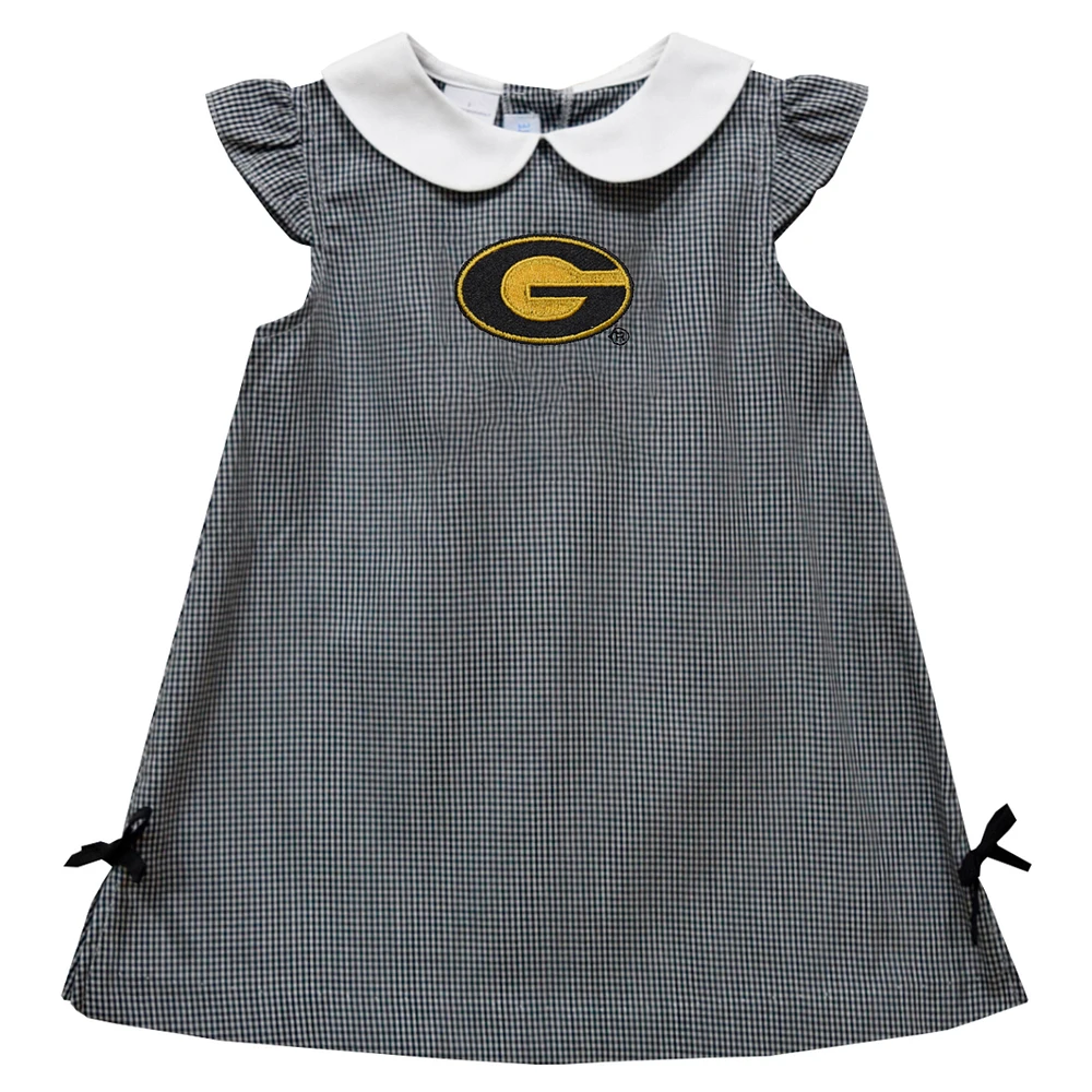 Infant Girls Vive La Fete Black Grambling Tigers Mini Check Pattern A-Line Dress