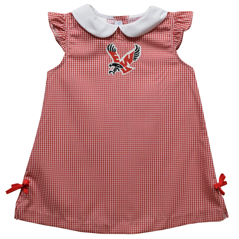 Infant Girls Vive La Fete Red Eastern Washington Eagles Mini Check Pattern A-Line Dress