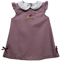 Infant Girls Vive La Fete Maroon Elon Phoenix Mini Check Pattern A-Line Dress