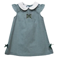 Infant Girls Vive La Fete Green Hawaii Rainbow Warriors Mini Check Pattern A-Line Dress