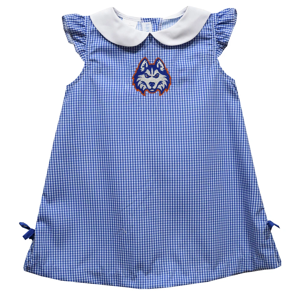 Infant Girls Vive La Fete Navy Houston Christian Huskies Mini Check Pattern A-Line Dress