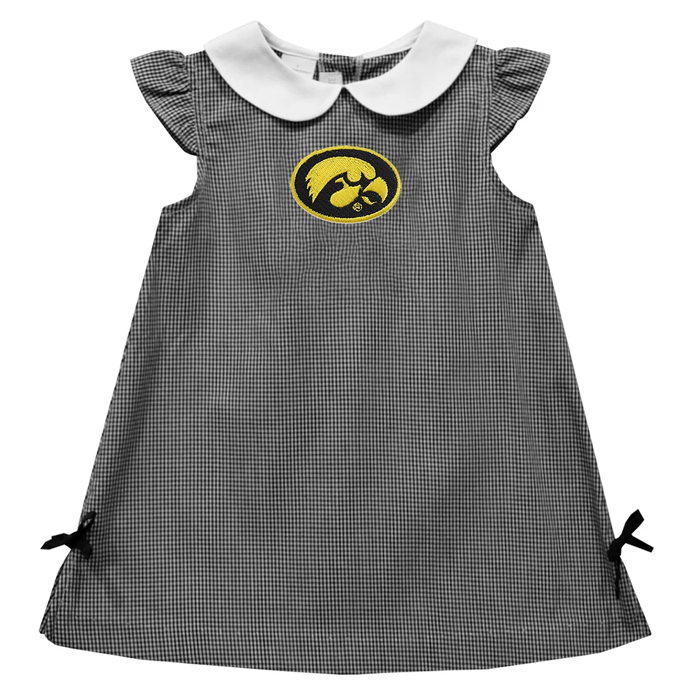 Infant Girls Vive La Fete Black Iowa Hawkeyes Mini Check Pattern A-Line Dress