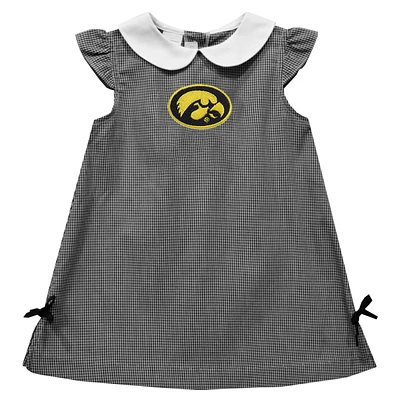 Infant Girls Vive La Fete Black Iowa Hawkeyes Mini Check Pattern A-Line Dress