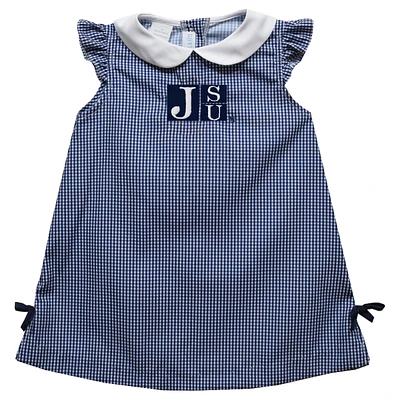 Infant Girls Vive La Fete Navy Jackson State Tigers Mini Check Pattern A-Line Dress