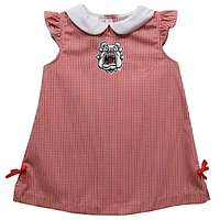Infant Girls Vive La Fete Red Fresno State Bulldogs Mini Check Pattern A-Line Dress