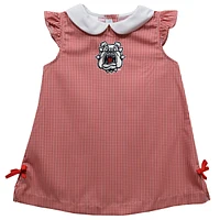 Infant Girls Vive La Fete Red Fresno State Bulldogs Mini Check Pattern A-Line Dress