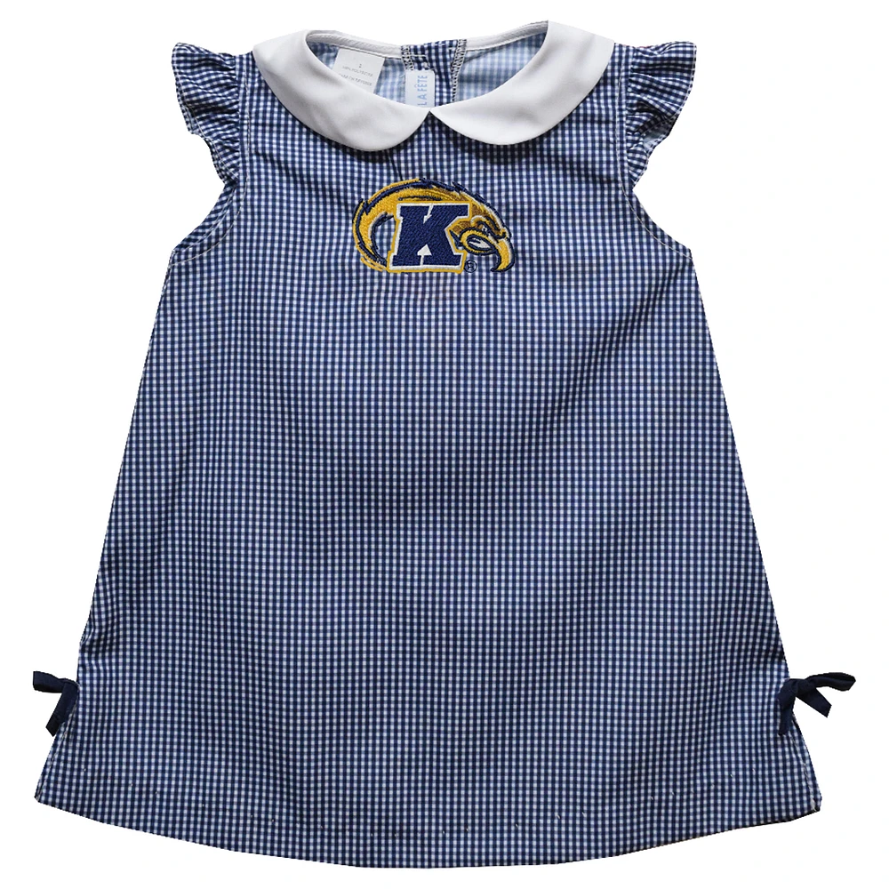Infant Girls Vive La Fete Navy Kent State Golden Flashes Mini Check Pattern A-Line Dress