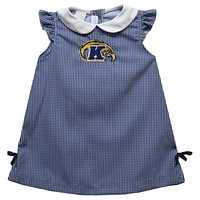 Infant Girls Vive La Fete Navy Kent State Golden Flashes Mini Check Pattern A-Line Dress