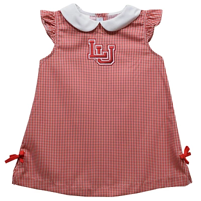 Infant Girls Vive La Fete Red Lamar Cardinals Mini Check Pattern A-Line Dress