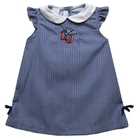 Infant Girls Vive La Fete Navy Liberty Flames Mini Check Pattern A-Line Dress