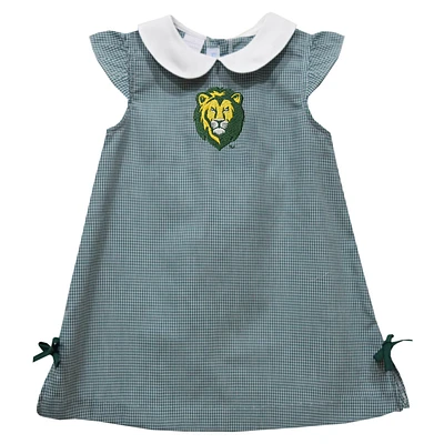 Infant Girls Vive La Fete Green Southeastern Louisiana Lions Mini Check Pattern A-Line Dress