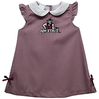 Infant Girls Vive La Fete Crimson New Mexico State Aggies Mini Check Pattern A-Line Dress