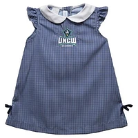 Infant Girls Vive La Fete Blue UNC Wilmington Seahawks Mini Check Pattern A-Line Dress