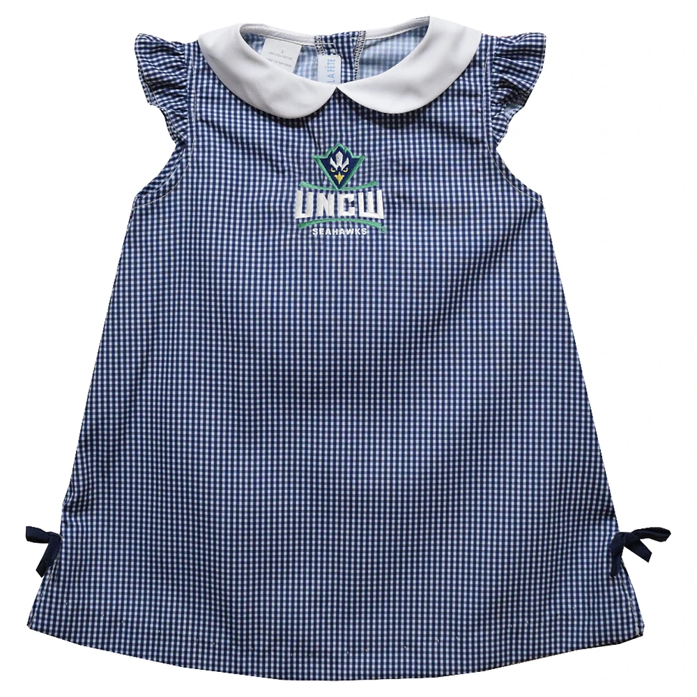Infant Girls Vive La Fete Blue UNC Wilmington Seahawks Mini Check Pattern A-Line Dress