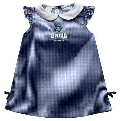 Infant Girls Vive La Fete Blue UNC Wilmington Seahawks Mini Check Pattern A-Line Dress