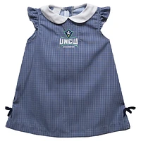 Infant Girls Vive La Fete Blue UNC Wilmington Seahawks Mini Check Pattern A-Line Dress