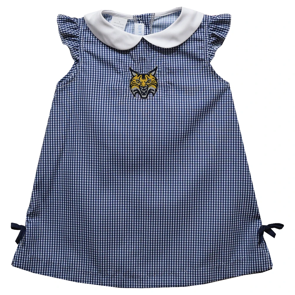 Infant Girls Vive La Fete Navy Quinnipiac Bobcats Mini Check Pattern A-Line Dress