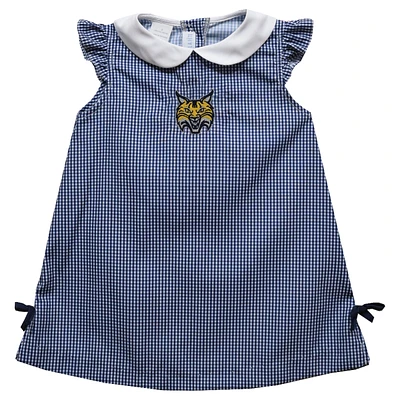 Infant Girls Vive La Fete Navy Quinnipiac Bobcats Mini Check Pattern A-Line Dress