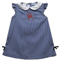 Infant Girls Vive La Fete Blue Richmond Spiders Mini Check Pattern A-Line Dress