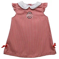 Infant Girls Vive La Fete Scarlet Ohio State Buckeyes Mini Check Pattern A-Line Dress