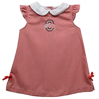 Infant Girls Vive La Fete Scarlet Ohio State Buckeyes Mini Check Pattern A-Line Dress