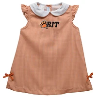 Infant Girls Vive La Fete Orange Rochester Institute of Technology Tigers Mini Check Pattern A-Line Dress