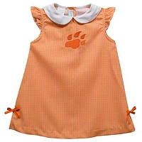 Infant Girls Vive La Fete Orange Sam Houston State Bearkats Mini Check Pattern A-Line Dress