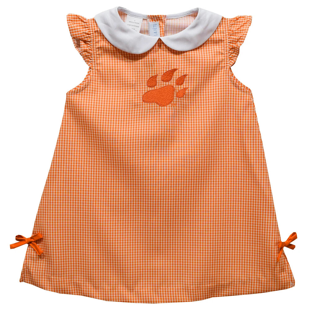 Infant Girls Vive La Fete Orange Sam Houston State Bearkats Mini Check Pattern A-Line Dress