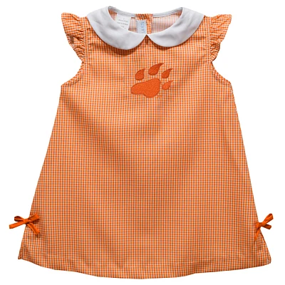 Infant Girls Vive La Fete Orange Sam Houston State Bearkats Mini Check Pattern A-Line Dress