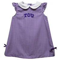 Infant Girls Vive La Fete Purple TCU Horned Frogs Mini Check Pattern A-Line Dress
