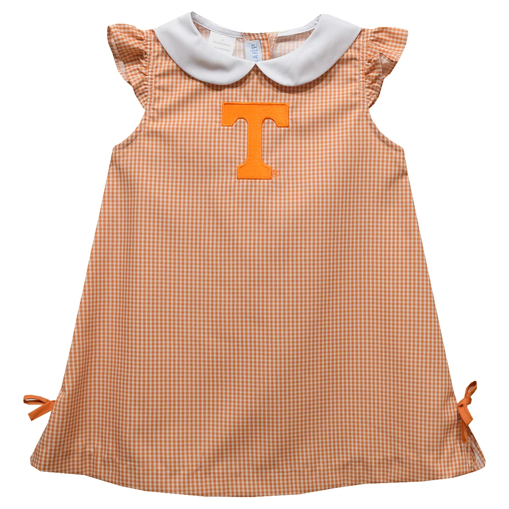 Infant Girls Vive La Fete Tennessee Orange Volunteers Mini Check Pattern A-Line Dress