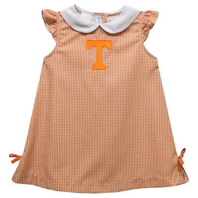 Infant Girls Vive La Fete Tennessee Orange Volunteers Mini Check Pattern A-Line Dress