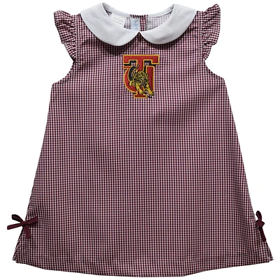 Infant Girls Vive La Fete Crimson Tuskegee Golden Tigers Mini Check Pattern A-Line Dress