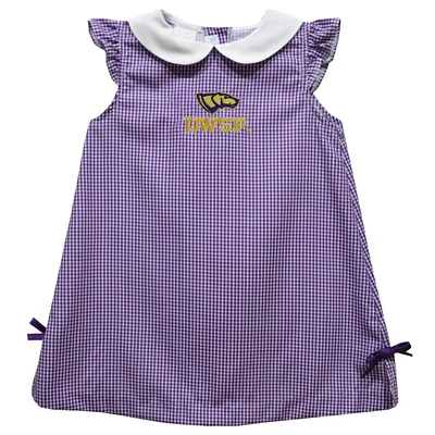 Infant Girls Vive La Fete Purple Wisconsin-Stevens Point Pointers Mini Check Pattern A-Line Dress