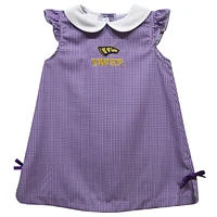 Infant Girls Vive La Fete Purple Wisconsin-Stevens Point Pointers Mini Check Pattern A-Line Dress