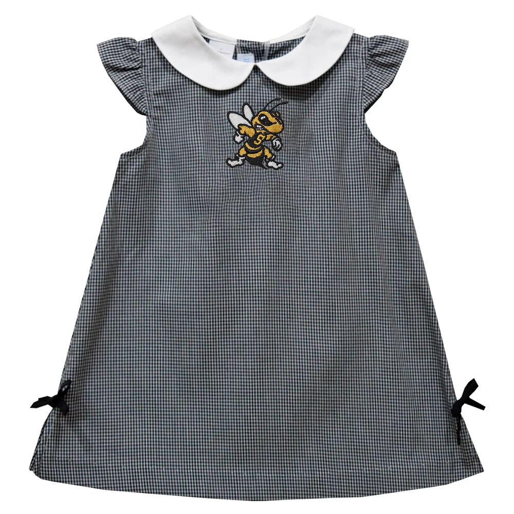 Infant Girls Vive La Fete Black West Virginia State Yellow Jackets Mini Check Pattern A-Line Dress