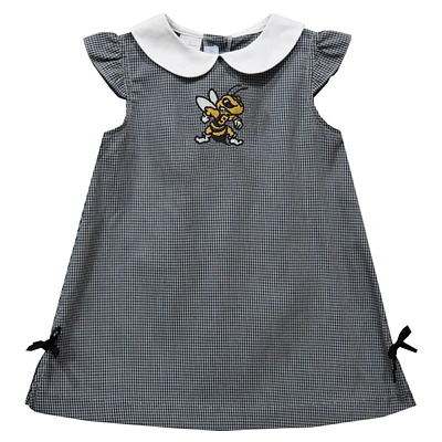 Infant Girls Vive La Fete Black West Virginia State Yellow Jackets Mini Check Pattern A-Line Dress