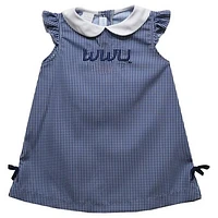 Infant Girls Vive La Fete Navy Western Washington Vikings Mini Check Pattern A-Line Dress