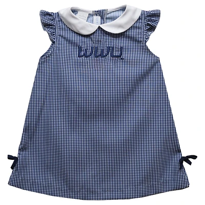 Infant Girls Vive La Fete Navy Western Washington Vikings Mini Check Pattern A-Line Dress