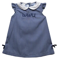 Infant Girls Vive La Fete Navy Western Washington Vikings Mini Check Pattern A-Line Dress